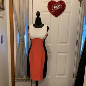 Ronni & Nicole Dress, Size 4, Black Peach White